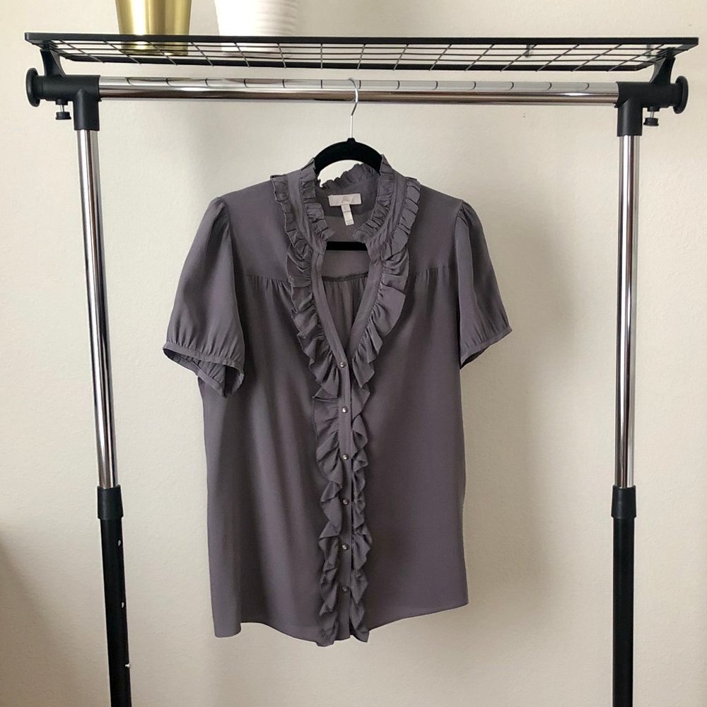 Joie Silk Mauve Ruffled Blouse